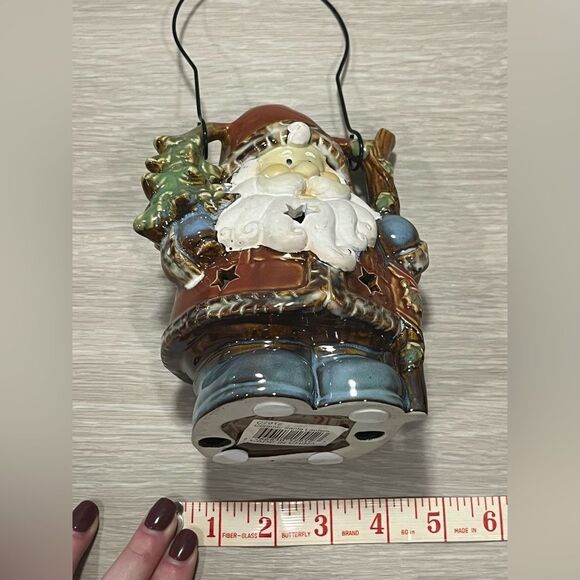 Ceramic Santa Tea Light Candle Lantern With Hanger Excellent Condition - Picture 10 of 10